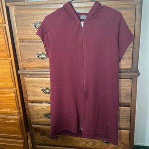 Maroon hooded zipper dress